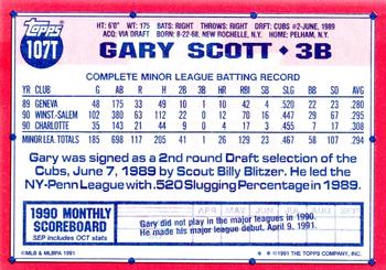 1991 Topps Traded - Limited Edition (Tiffany) #107T Gary Scott Back