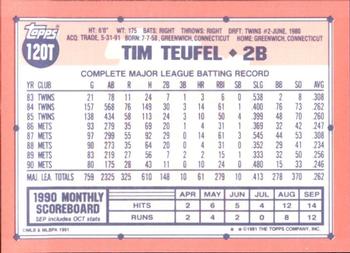 1991 Topps Traded - Limited Edition (Tiffany) #120T Tim Teufel Back