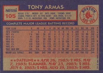 1984 Topps Nestle #105 Tony Armas Back