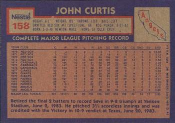 1984 Topps Nestle #158 John Curtis Back