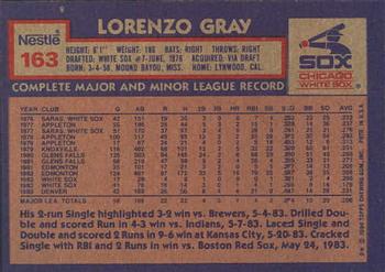 1984 Topps Nestle #163 Lorenzo Gray Back