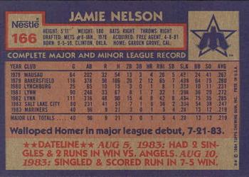 1984 Topps Nestle #166 Jamie Nelson Back