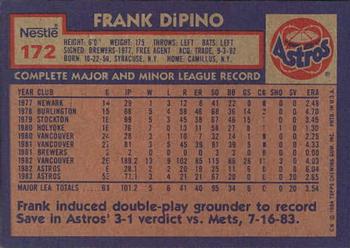 1984 Topps Nestle #172 Frank DiPino Back