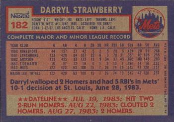 1984 Topps Nestle #182 Darryl Strawberry Back