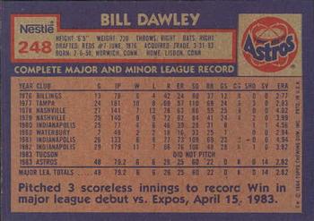 1984 Topps Nestle #248 Bill Dawley Back