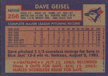 1984 Topps Nestle #256 Dave Geisel Back