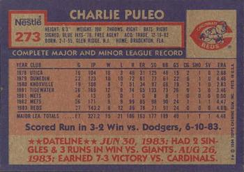 1984 Topps Nestle #273 Charlie Puleo Back