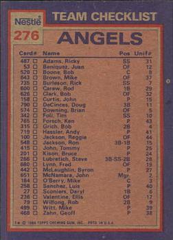 1984 Topps Nestle #276 Angels Leaders / Checklist (Rod Carew / Geoff Zahn) Back