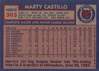 1984 Topps Nestle #303 Marty Castillo Back