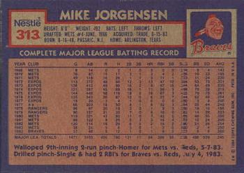 1984 Topps Nestle #313 Mike Jorgensen Back