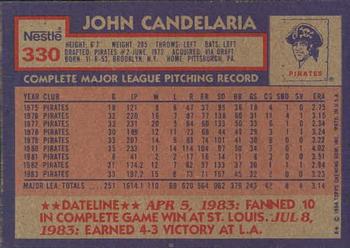 1984 Topps Nestle #330 John Candelaria Back