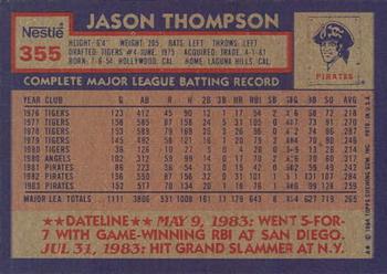 1984 Topps Nestle #355 Jason Thompson Back