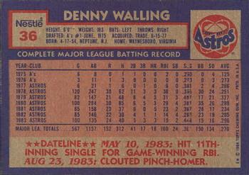 1984 Topps Nestle #36 Denny Walling Back