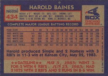 1984 Topps Nestle #434 Harold Baines Back