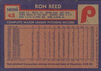 1984 Topps Nestle #43 Ron Reed Back