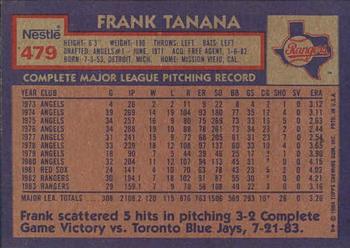 1984 Topps Nestle #479 Frank Tanana Back