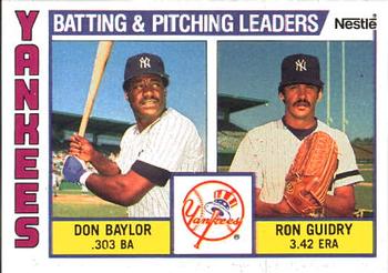 1984 Topps Nestle #486 Yankees Leaders / Checklist (Don Baylor / Ron Guidry) Front