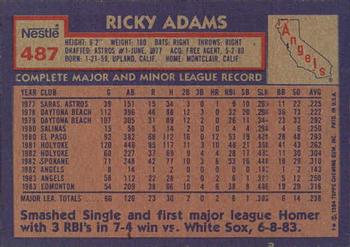 1984 Topps Nestle #487 Ricky Adams Back