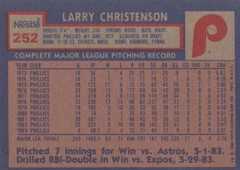 1984 Topps Nestle #252 Larry Christenson Back