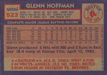 1984 Topps Nestle #523 Glenn Hoffman Back