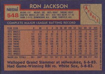 1984 Topps Nestle #548 Ron Jackson Back