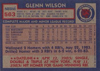 1984 Topps Nestle #563 Glenn Wilson Back