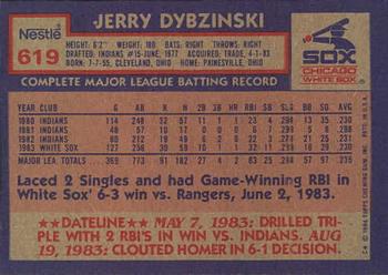 1984 Topps Nestle #619 Jerry Dybzinski Back