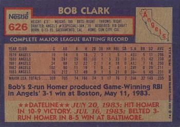 1984 Topps Nestle #626 Bobby Clark Back