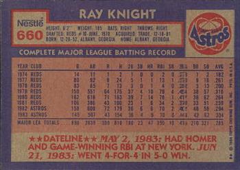 1984 Topps Nestle #660 Ray Knight Back