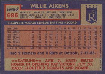 1984 Topps Nestle #685 Willie Aikens Back