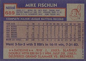 1984 Topps Nestle #689 Mike Fischlin Back