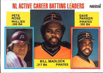 1984 Topps Nestle #701 NL Active Career Batting Leaders (Bill Madlock / Pete Rose / Dave Parker) Front
