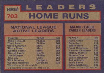 1984 Topps Nestle #703 NL Active Career Home Run Leaders (Mike Schmidt / Tony Perez / Dave Kingman) Back