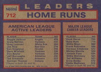 1984 Topps Nestle #712 AL Active Career Home Run Leaders (Reggie Jackson / Graig Nettles / Greg Luzinski) Back