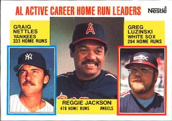 1984 Topps Nestle #712 AL Active Career Home Run Leaders (Reggie Jackson / Graig Nettles / Greg Luzinski) Front