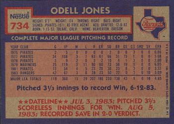 1984 Topps Nestle #734 Odell Jones Back