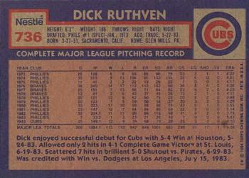 1984 Topps Nestle #736 Dick Ruthven Back