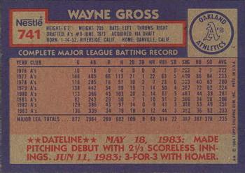 1984 Topps Nestle #741 Wayne Gross Back