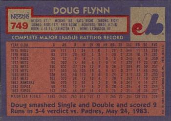1984 Topps Nestle #749 Doug Flynn Back