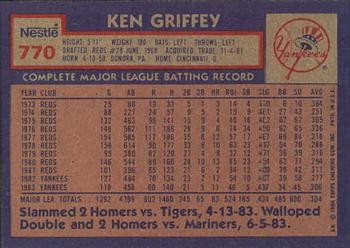 1984 Topps Nestle #770 Ken Griffey Back