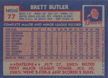 1984 Topps Nestle #77 Brett Butler Back