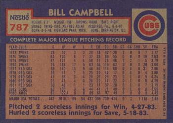 1984 Topps Nestle #787 Bill Campbell Back