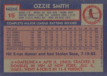 1984 Topps Nestle Dream Team #15 Ozzie Smith Back