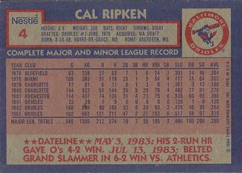 1984 Topps Nestle Dream Team #4 Cal Ripken Back