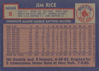 1984 Topps Nestle Dream Team #5 Jim Rice Back