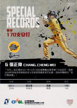 2011 CPBL - Retail Pack Edition Extras #207 Cheng-Wei Chang Back