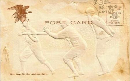 1905-09 Gold Embossed Postcards (PC792) #NNO Batter with catcher and umpire Back