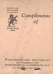 1922 Lion Brand Babe Ruth Flip Movie #NNO Babe Ruth Back