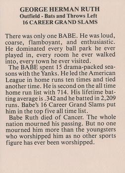 1987 Allstate Insurance Life Grand Slam #NNO Babe Ruth Back
