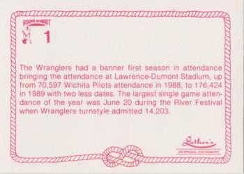 1989 Rock's Dugout Wichita Wranglers Update #1 Header Card Back